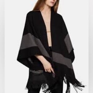 Black and Gray Fringe Shawl